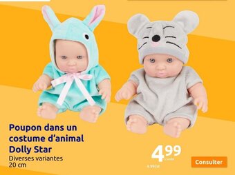 Action Poupon dans un costume d'animal Dolly Star offre