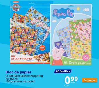 Action Bloc de papier offre