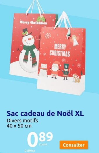 Action Sac cadeau de Noël XL Divers motifs 40 x 50 cm offre