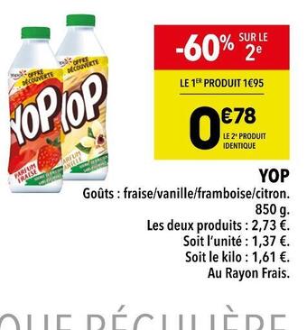 Supeco Yoplait yop offre