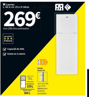 Conforama Far réf. 2 portes dp303w offre