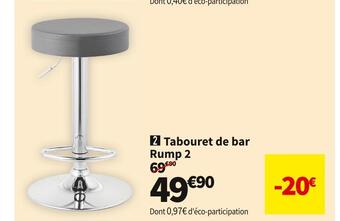 Conforama Tabouret de bar gris rump 2 offre
