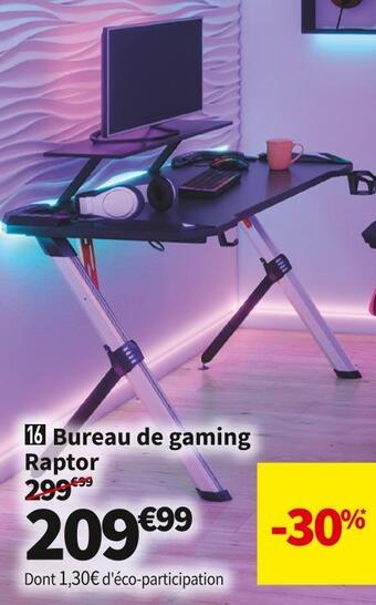 Conforama Bureau gaming 120.5 cm raptor offre