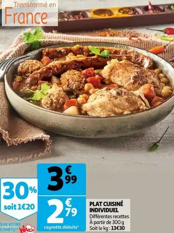 Auchan PLAT CUISINÉ INDIVIDUEL offre