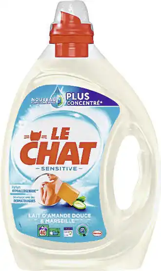 Spar LESSIVE LIQUIDE LAIT D’AMANDE DOUCE & MARSEILLE LE CHAT SENSITIVE offre