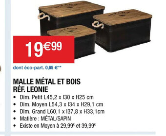 Cora x Carrefour MALLE MÉTAL ET BOIS offre