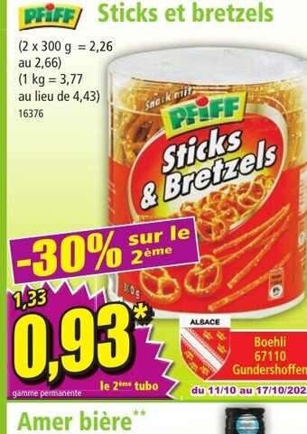 Norma PFIFF Sticks et bretzels offre