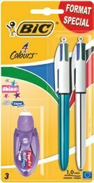 Plein ciel BLISTER 2 STYLOS BILLE 4 COULEURS + 1 CORRECTEUR MICROTAPE TWIST offre