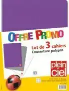 LOT DE 3 CAHIERS COUVERTURE POLYPROPYLÈNE PLEIN CIEL