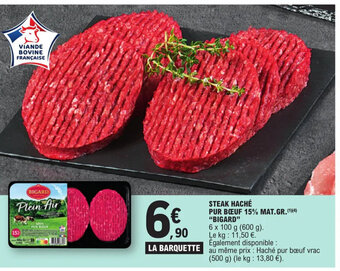 E.Leclerc STEAK HACHÉ PUR BŒUF 15% MAT.GR.(¹)(4) "BIGARD" offre