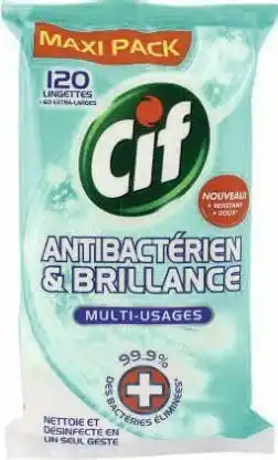 Géant Casino Lingettes multi-usages Antibactérien & Brillance offre