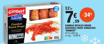 GAMBAS ROYALES ROUGE SAUVAGES CRUES SURGELÉES "GIMBERT"