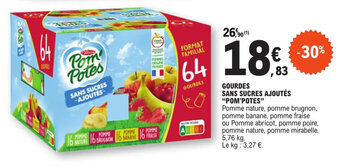 E.Leclerc GOURDES SANS SUCRES AJOUTÉS "POM'POTES" offre