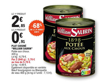 E.Leclerc PLAT CUISINÉ "WILLIAM SAURIN" offre