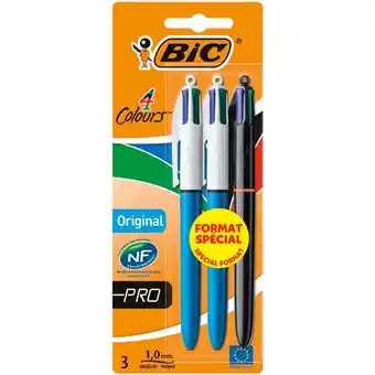 Auchan 3 STYLOS BILLE RÉTRACTABLES 4 COULEURS offre