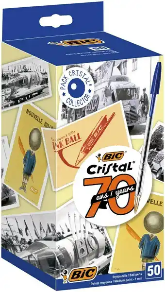 Bureau Vallée BOÎTE DE 50 STYLOS BILLE CRISTAL 70 ANS offre