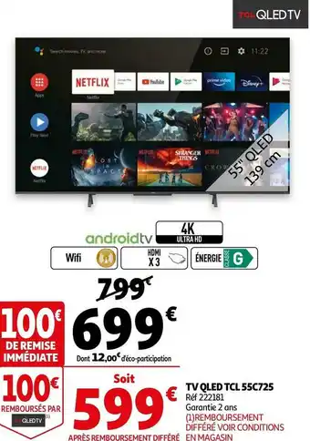 Auchan TV QLED 55C725 offre