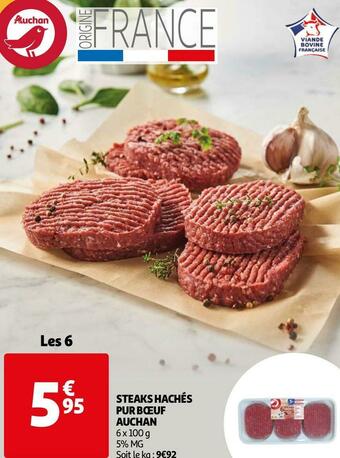 Auchan STEAKS HACHÉS PUR BŒUF offre