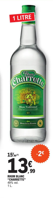 E.Leclerc RHUM BLANC "CHARRETTE" 49% vol. offre