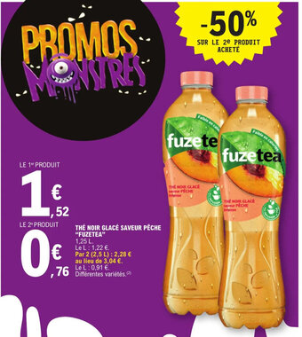 E.Leclerc THÉ NOIR GLACÉ SAVEUR PÊCHE "FUZETEA" offre