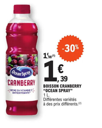 E.Leclerc BOISSON CRANBERRY "OCEAN SPRAY" offre