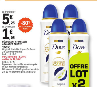 E.Leclerc DÉODORANT ATOMISEUR ADVANCED CARE(2)(3) "DOVE" offre