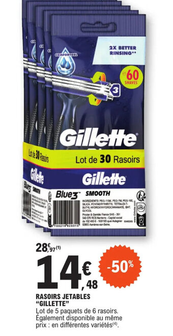 E.Leclerc RASOIRS JETABLES "GILLETTE" offre