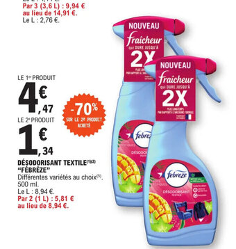 E.Leclerc DÉSODORISANT TEXTILE(¹)(²) "FÉBRÈZE" offre
