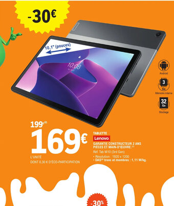 E.Leclerc TABLETTE Lenovo offre