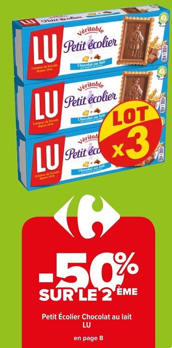 Carrefour Market Petit Écolier Chocolat au lait LU offre