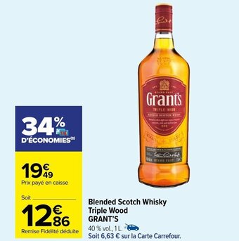 Carrefour Market Blended Scotch Whisky Triple Wood GRANT'S offre