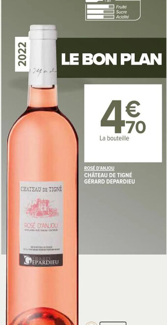 Carrefour Market ROSÉ D'ANJOU CHÂTEAU DE TIGNÉ GÉRARD DEPARDIEU offre