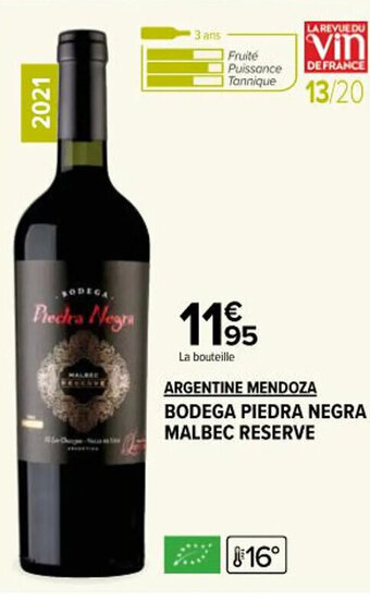 ARGENTINE MENDOZA BODEGA PIEDRA NEGRA MALBEC RESERVE