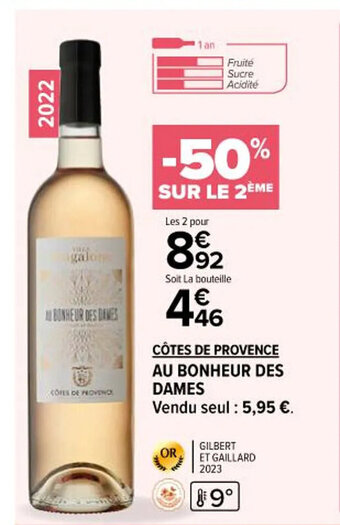 Carrefour Market CÔTES DE PROVENCE AU BONHEUR DES DAMES offre