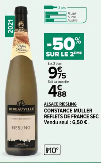 Carrefour Market ALSACE RIESLING CONSTANCE MULLER REFLETS DE FRANCE SEC offre