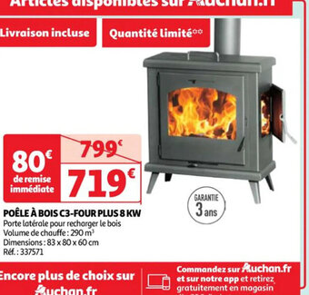 Auchan POÊLE À BOIS C3-FOUR PLUS 8 KW offre