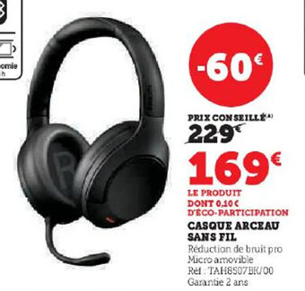 Hyper U CASQUE ARCEAU SANS FIL offre
