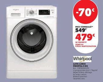 Hyper U LAVE-LINGE FRONTAL 9 KG offre