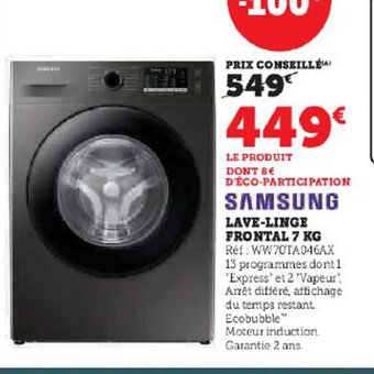 Hyper U LAVE-LINGE FRONTAL 7 KG offre