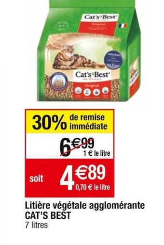 Cora x Carrefour Litière végétale agglomérante CAT'S BEST offre