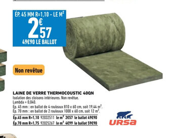 Brico Cash LAINE DE VERRE THERMOCOUSTIC 40QN offre