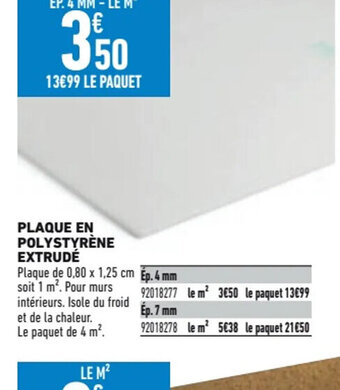 Brico Cash PLAQUE EN POLYSTYRÈNE EXTRUDÉ offre