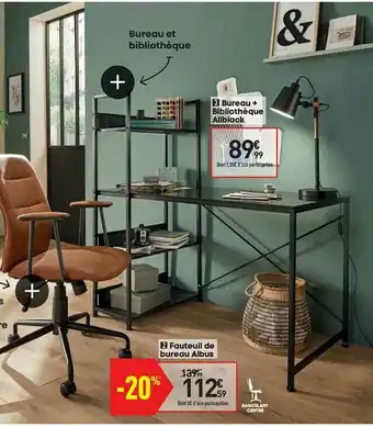 Conforama Bureau + Bibliothèque Allbalck Fauteuil De Bureau Albus offre