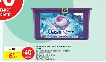 Intermarché Contact Lessive Pods + Lenor Air Frais Dash offre