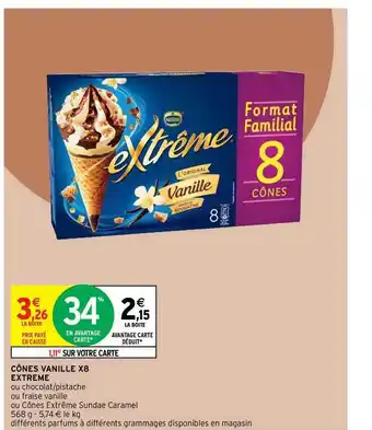 Intermarché Express Cônes Vanille X8 Extrême offre