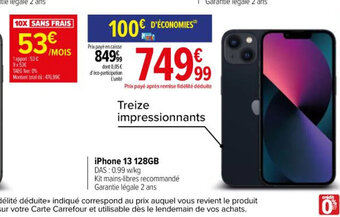 Carrefour iPhone 13 128GB offre