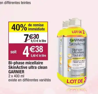 Migros Bi-Phase Micellaire SkinActive Ultra Clean Garnier offre