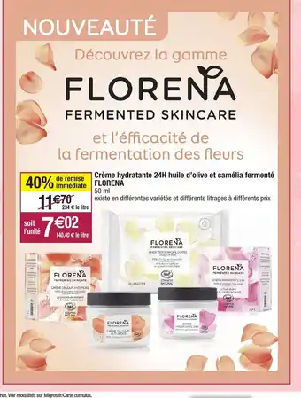 Migros Creme Hydratante 24H Huile D'olive Et Camèlia Fermentè Florena offre