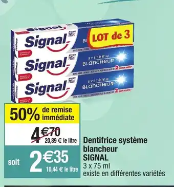 Migros Dentifrice système blancheur signal offre