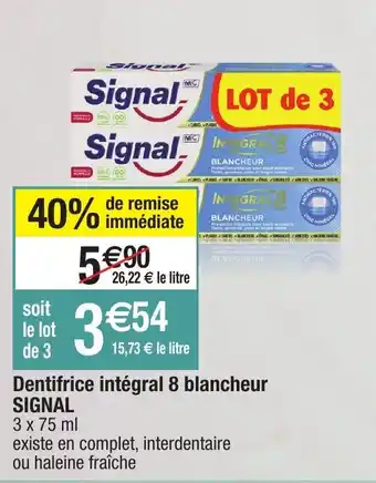 Migros Dentifrice intégral 8 blancheur signal offre